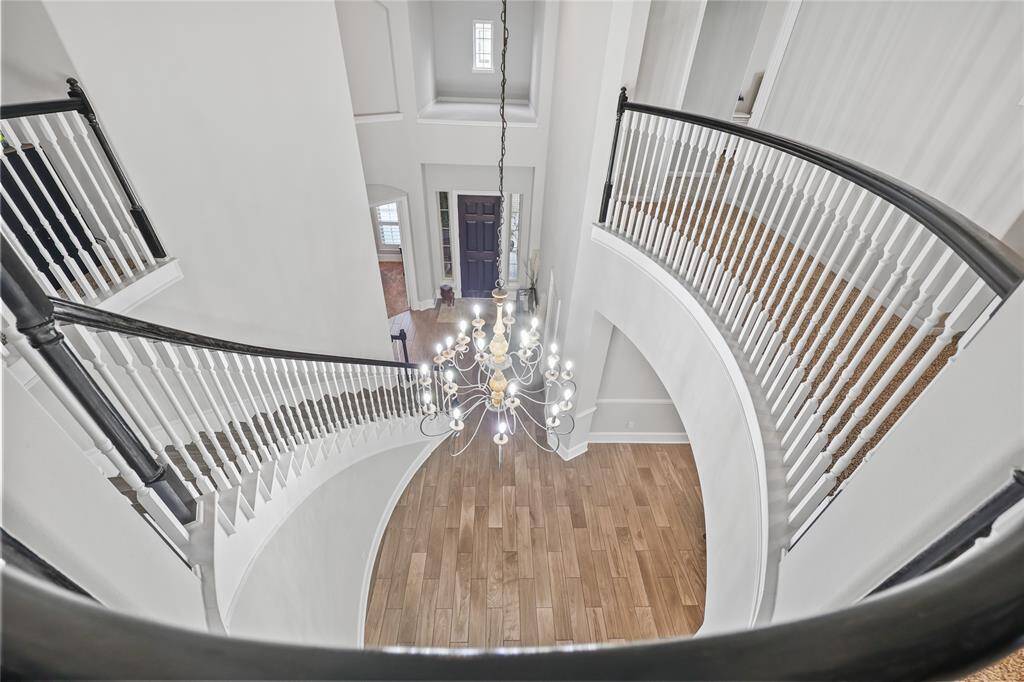 Views to the foyer from the upstairs game room