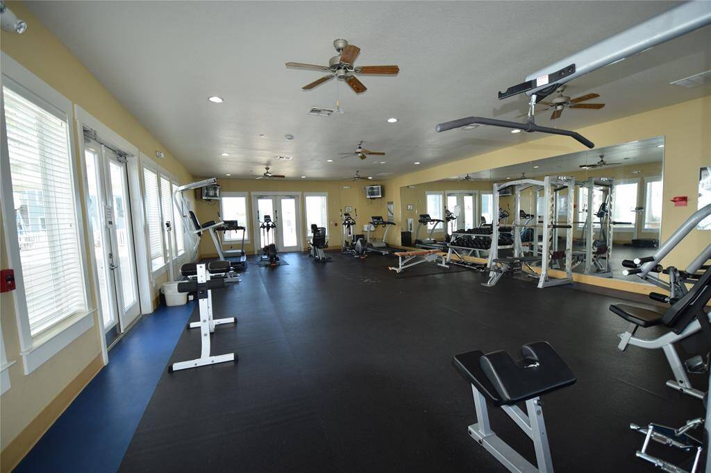 Fitness center at the Pointe West Beach Club.
