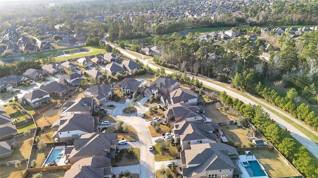 Beautiful aerial view of Woodland Village Sterling Ridge community that is not part of an HOA.