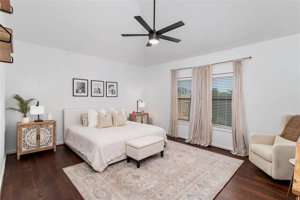 The primary suite offers a tranquil retreat featuring en-suit bathroom with two walkin closets.