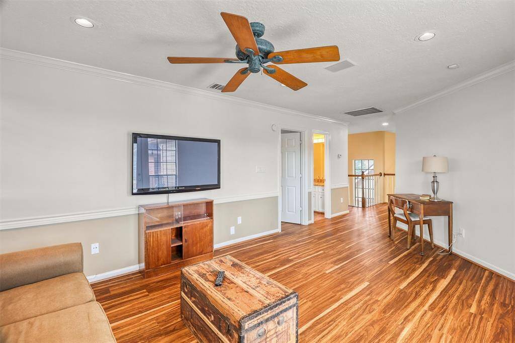 Upstairs TV conveys with home.