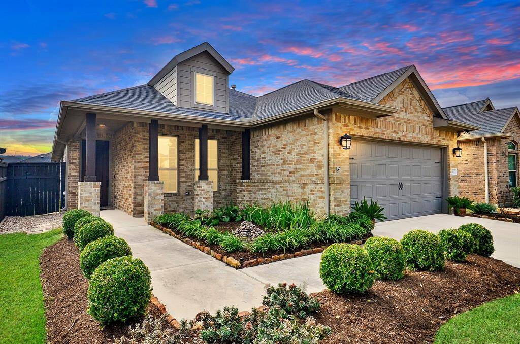 Welcome to this stunning 2-bedroom, 2-bathroom home in the exclusive 55+ gated community of Bonterra at Cross Creek Ranch. With its timeless brick elevation, vibrant flowerbeds, and spacious covered front porch, this home offers unmatched curb appeal.
