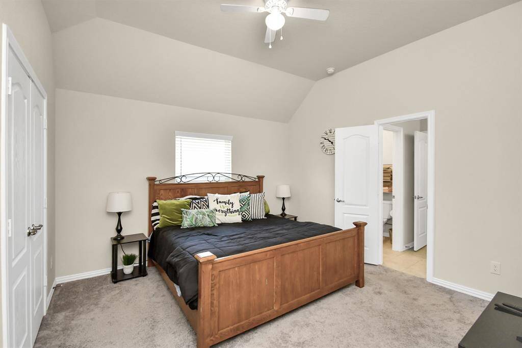 This is the fourth bedroom in the home. It is also connected to the Hollywood-style bathroom.