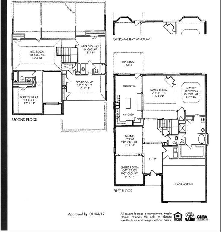 This is the builder floor plan. The optional bay windows were selected from builder and put in the master bedroom.