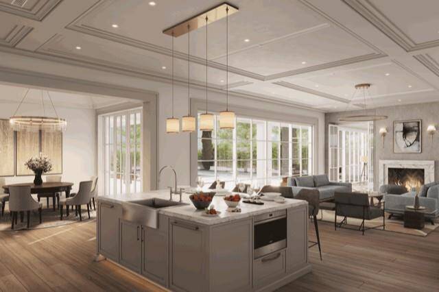 Rendering. Kitchen opens to great room and breakfast room. State of the art appliances. Beautiful back yard views and access.