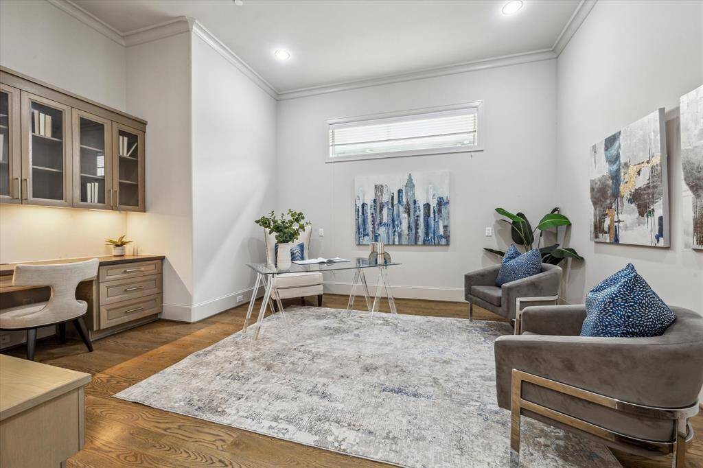 STUDY/HOME OFFICE: This spacious study/home office offers the perfect blend of elegance and functionality, ideal for productivity or quiet reflection. Thoughtfully designed with ample built-in storage and elegant finishes, this versatile space is ideal for both focused projects and creative pursuits.