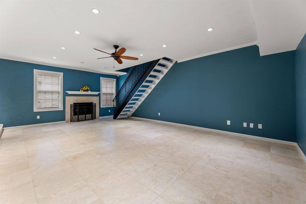 living and view of fireplace