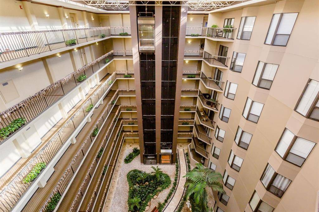 ATRIUM:  Glass elevators & skylights.