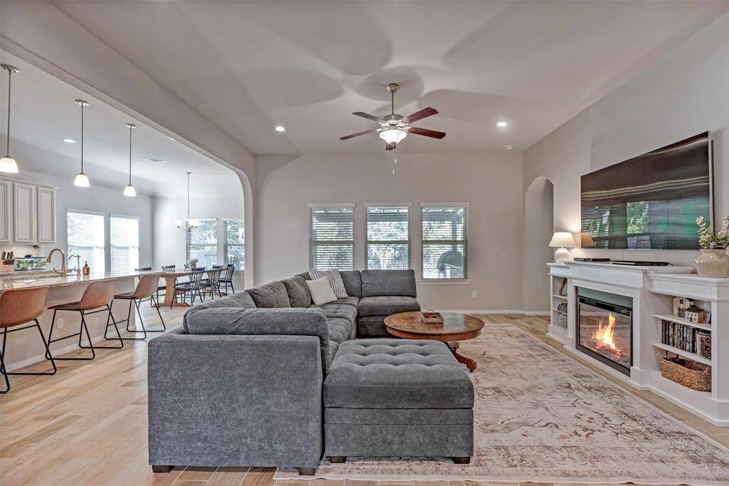 You can see the open floor plan. Here we are looking from the dining area to the living area.