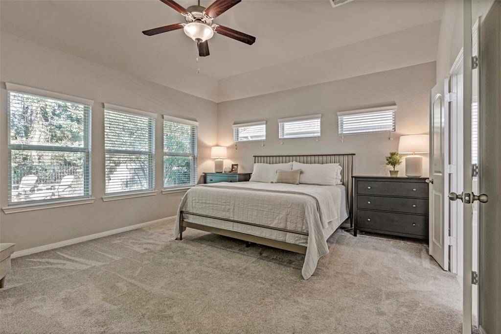 The owner's retreat is a pleasure to come into and all the windows allow the natural light to filter into this space.