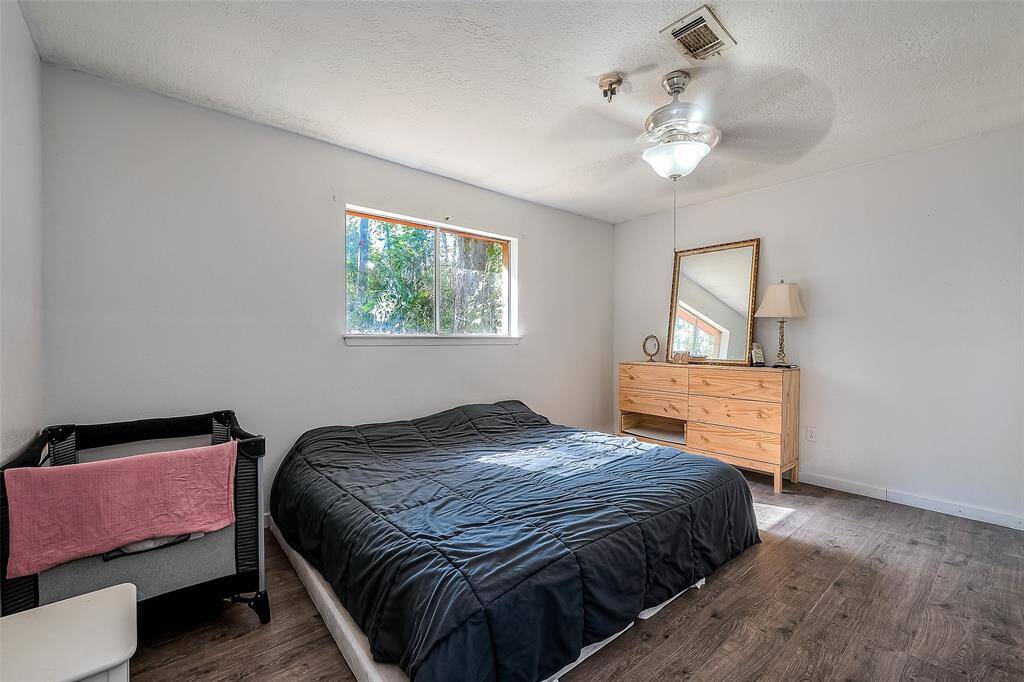 Primary bedroom from the door.