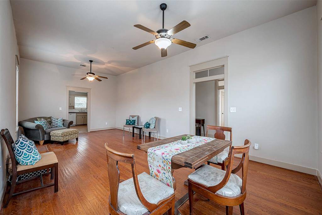 This space is huge for such a cute bungalow! That exterior sure can be deceiving!