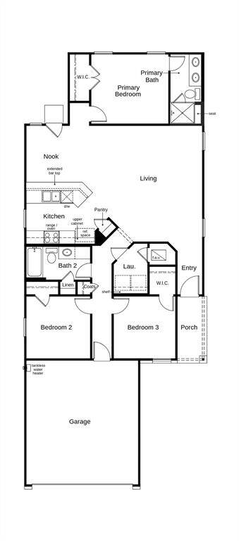 This floor plan features 3 bedrooms, 2 full baths and over 1,300 square feet of living space.