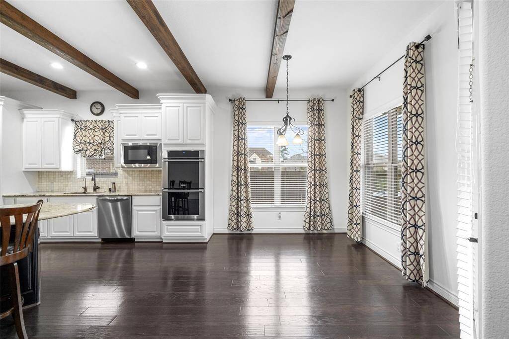 The breakfast area is not your normal space.  It is open, lined with large windows overlooking the beautiful outdoor space.  There are no limits to the size table you have.