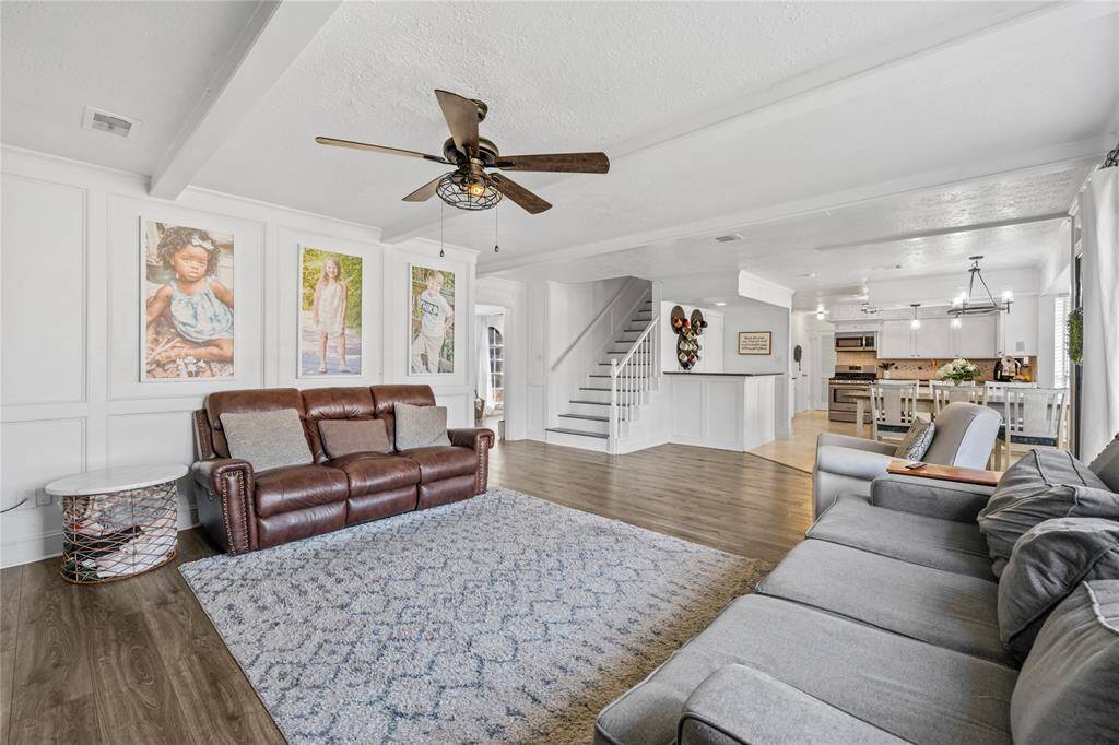 Wood floors & wet bar!