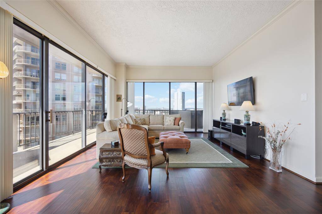 So much natural light in this large living room