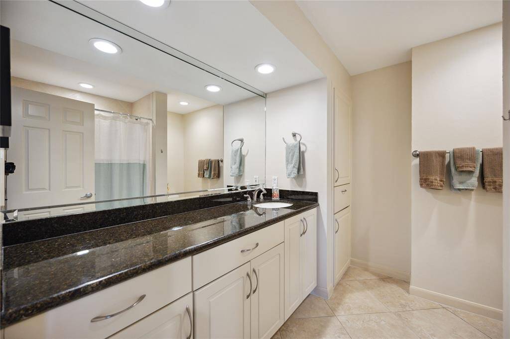 Guest bathroom is stylish and welcoming