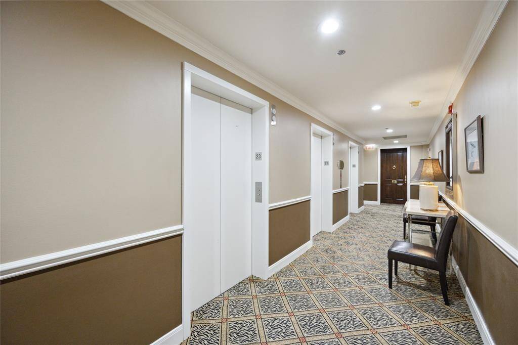 The 23rd floor is quite with only 3 other residences here - 3 elevators including 1 service elevator