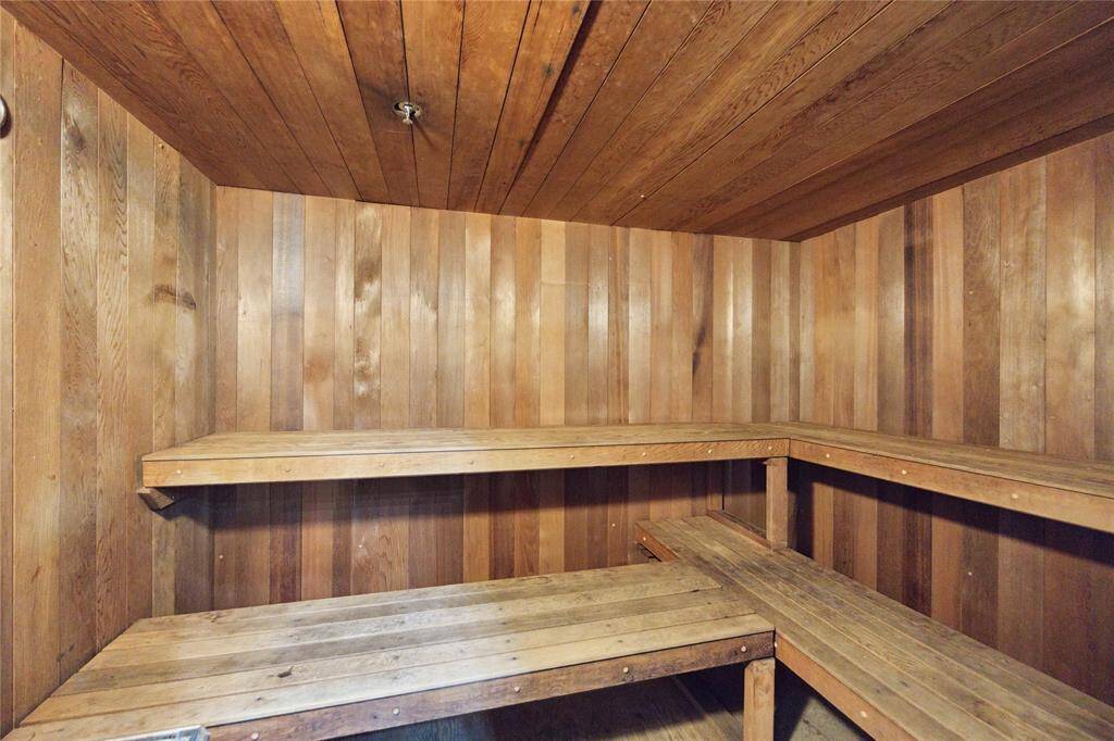 Dry sauna tucked away within fitness center
