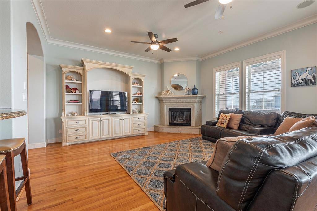 fireplace and built in shelves