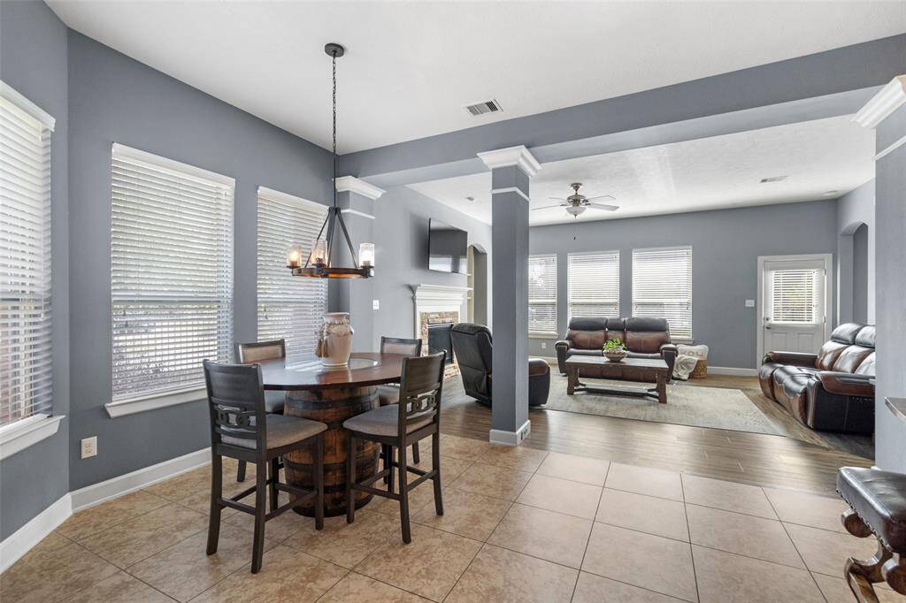 Large breakfast area opens to kitchen and living room