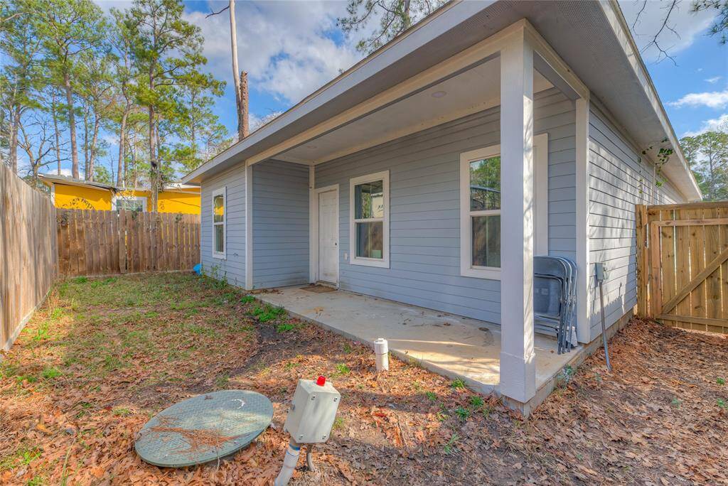 Back yard and covered porch