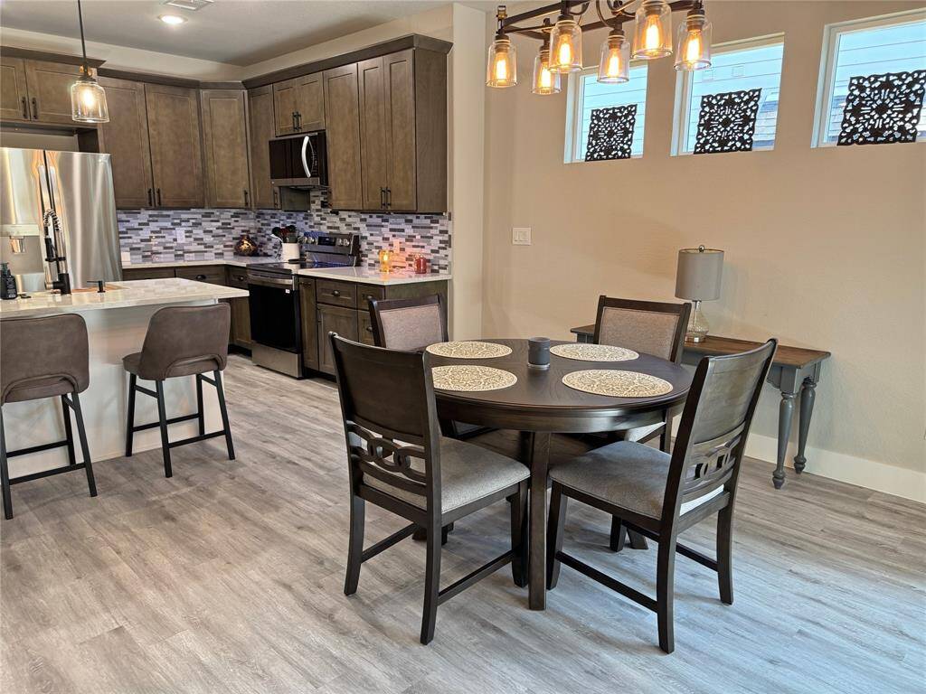 Dining area and kitchen.
