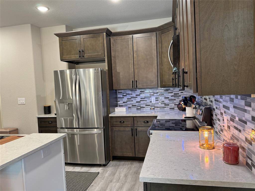 Under cabinet lighting - color can be changed remotely.