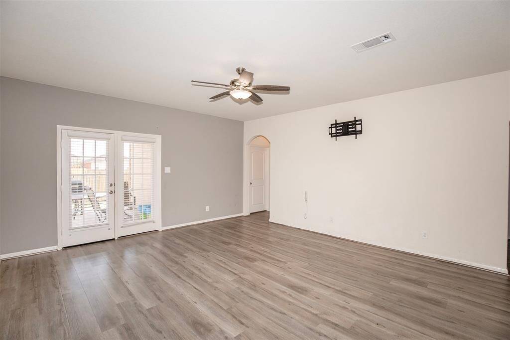 The family room has enough space for oversized furniture.