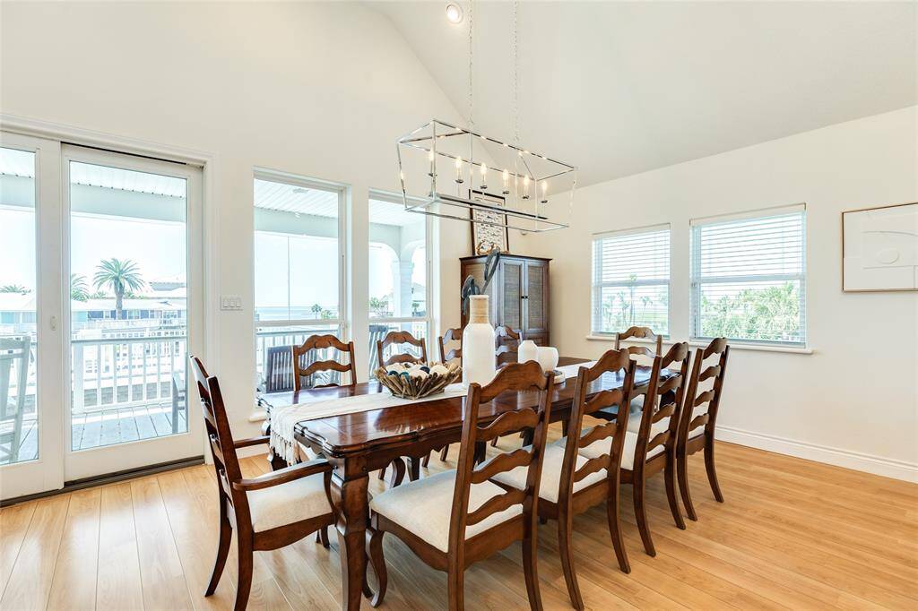 This large dining area is complete with perfect views and room for a crowd.