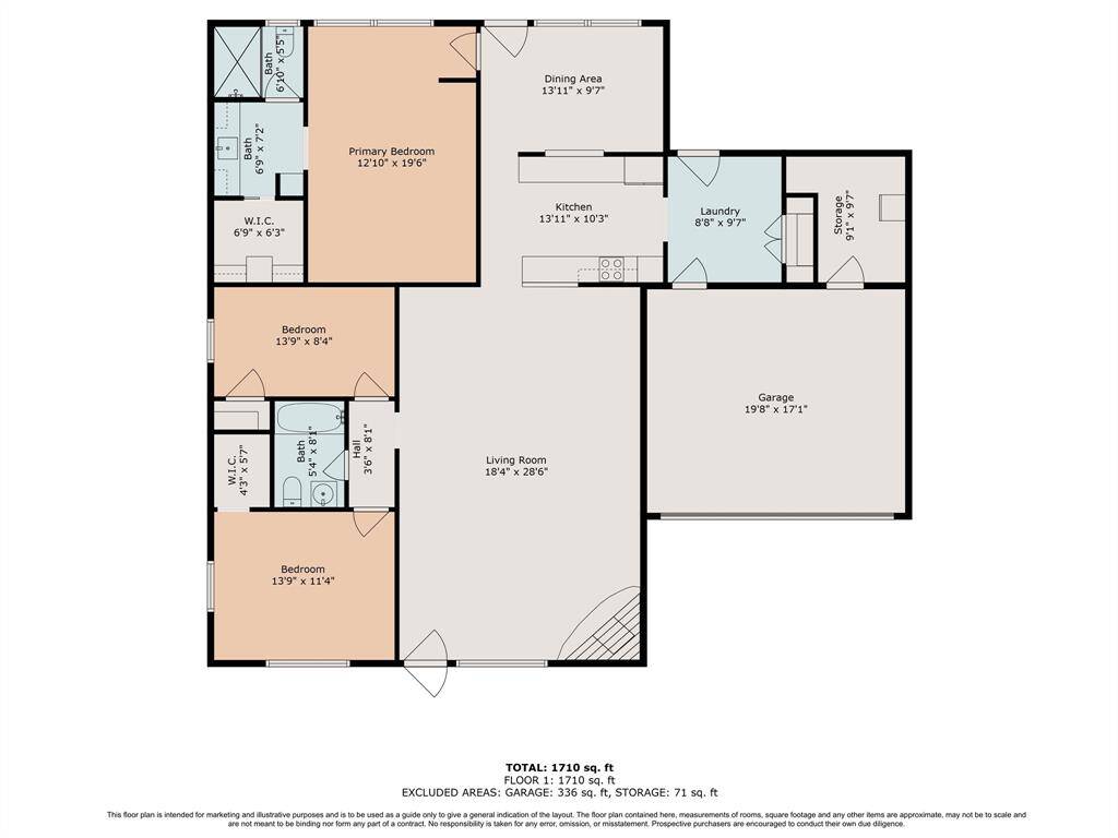 This floor plan is intended for marketing and illustrative purposes and is to be used as a guide only to give a general indication of the layout. The floor plan contained here, measurements of rooms, square footage and any other items are approximate, may not be to scale and are not meant to be binding nor form any part of a contract. No responsibility is taken for any error, omission, or misstatement. Prospective purchasers are encouraged to conduct their own due diligence.*