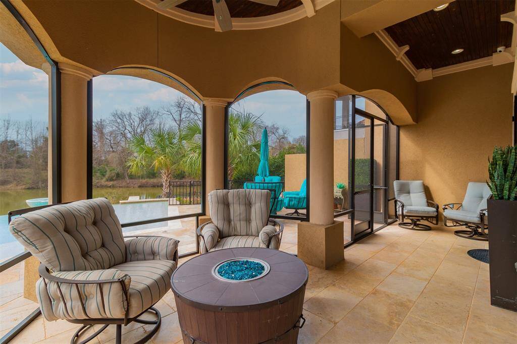 Screened in porch on this large patio.