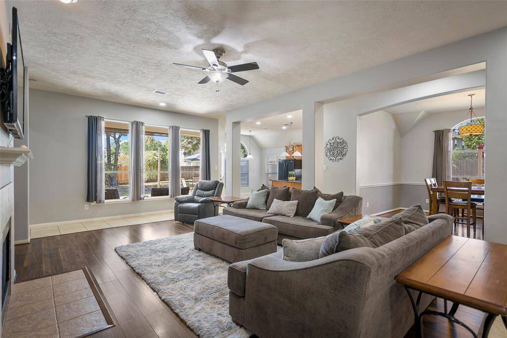 Family Room open to Dining Room and Kitchen