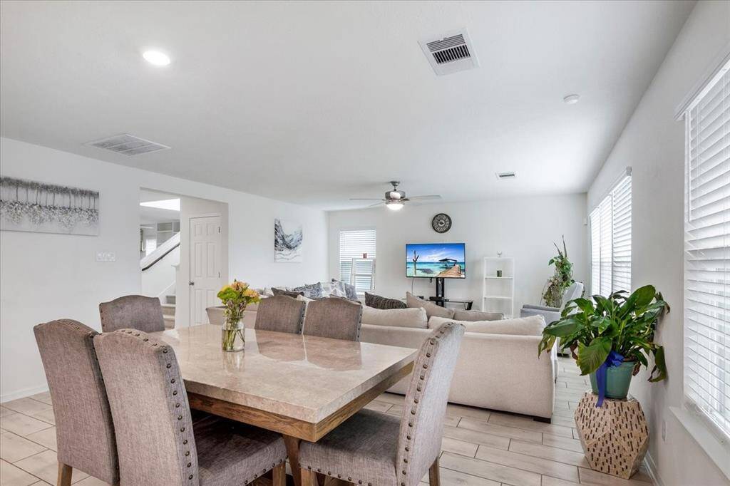 Dining room overlooks the main living room