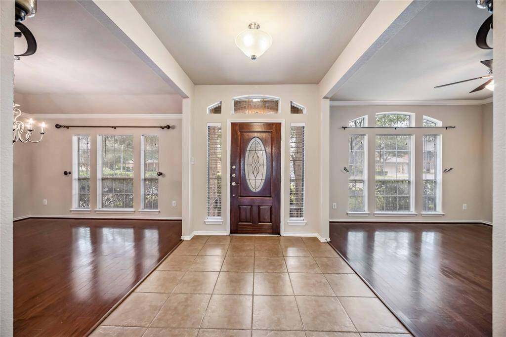 Entry way with dining room and home office
