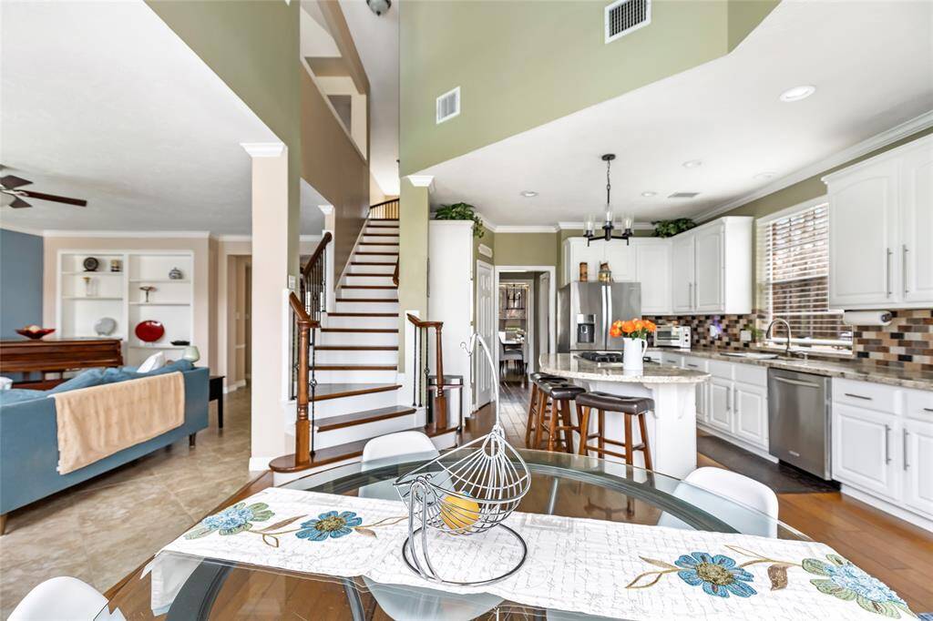 View from the breakfast area through to the kitchen and family room.