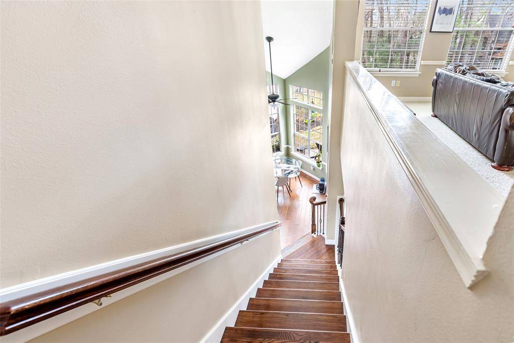 View from above down to the kitchen.