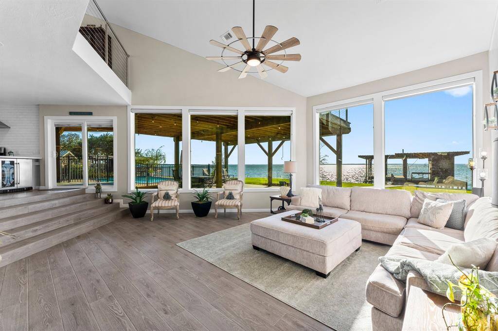 Another view of the downstairs living/entertaining space