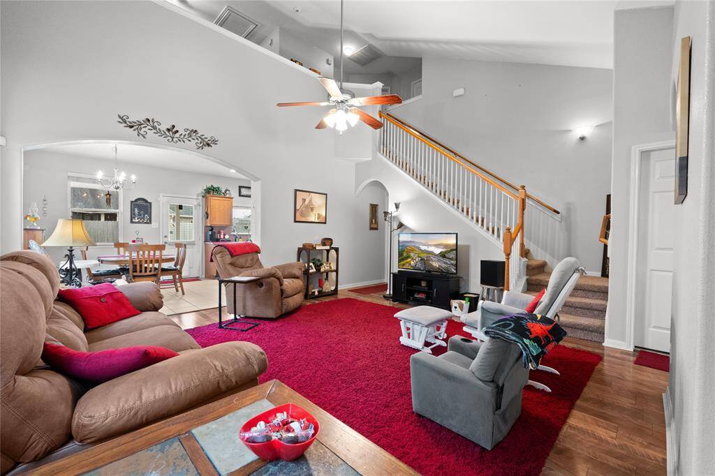 Front entryway leads to big living room, dining