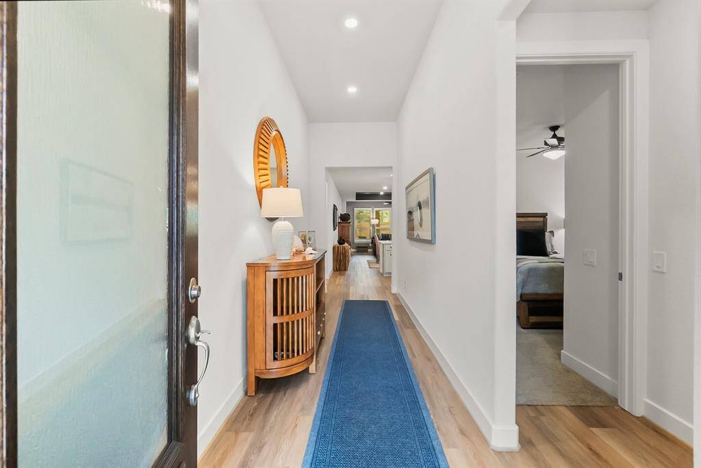 View from the entry.  Two guest rooms and bathroom to the right