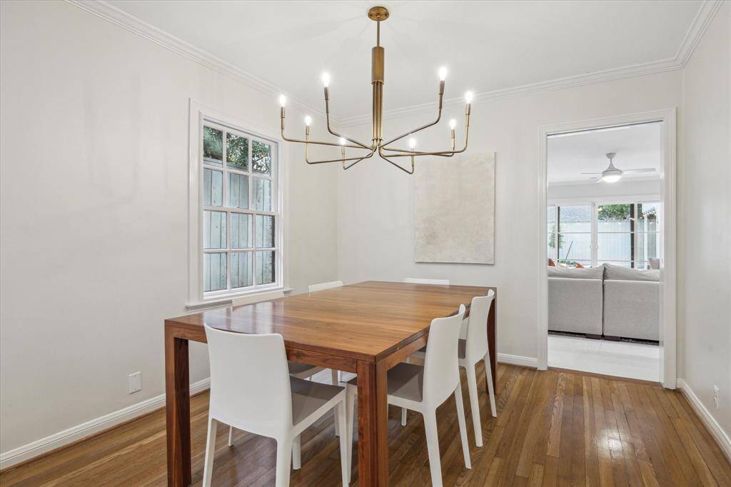 Another view of the dining room with cased openings to the family room and kitchen