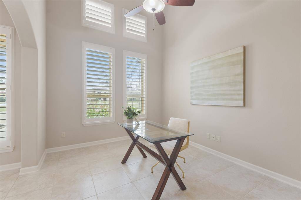 This flex space is staged as an office but can be used for a sitting room, piano room, playroom or even converted to a 4th bedroom