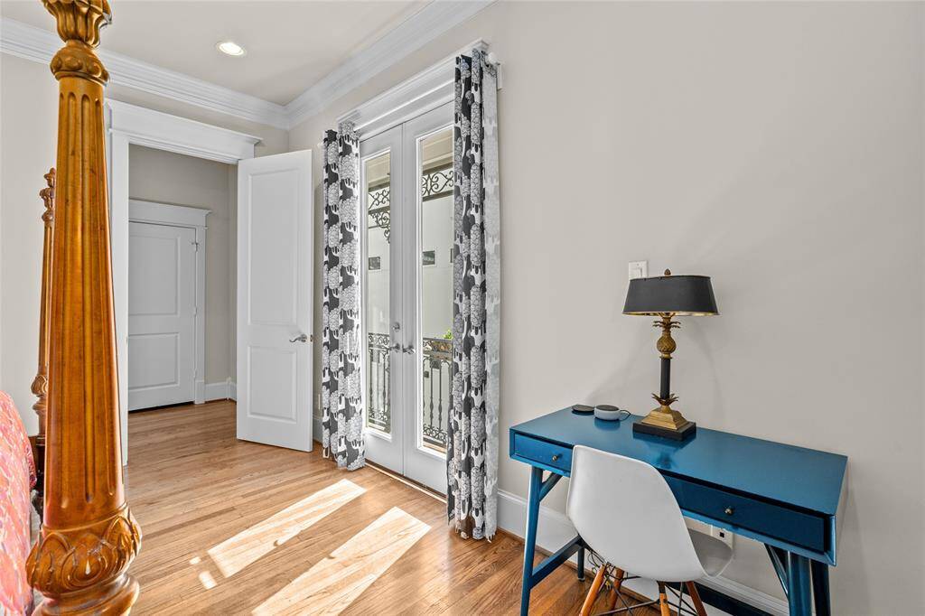 The primary suite allows room for a desk or sitting space to relax.