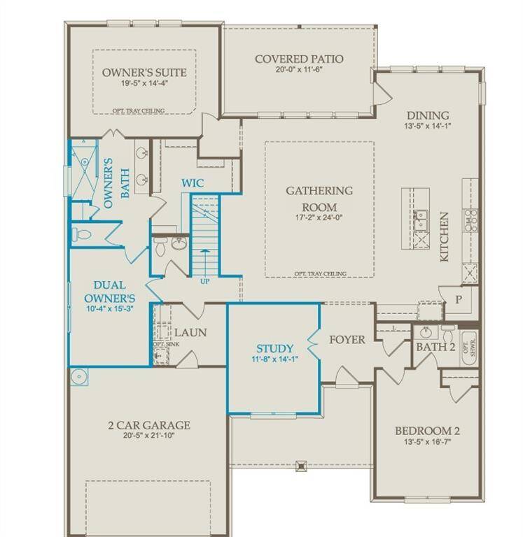 Magnolia Floorplan - This was the most popular Floorplan sold in Del Webb Sweetgrass! The blue color indicates structural changes to the plan.