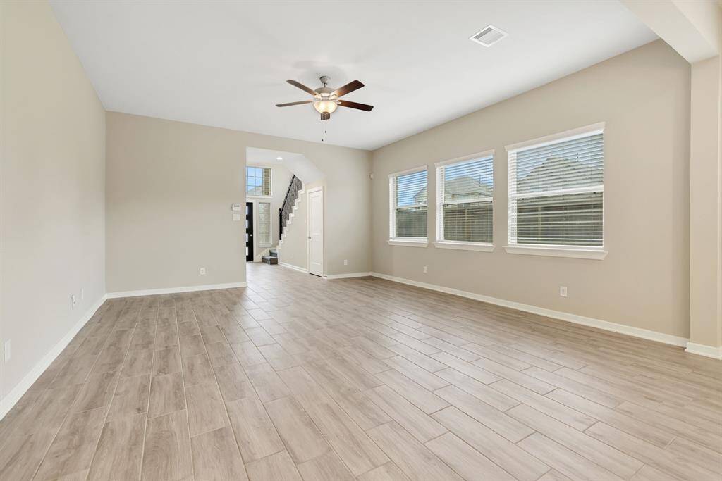 Another shot of the family room that offers a neutral canvas