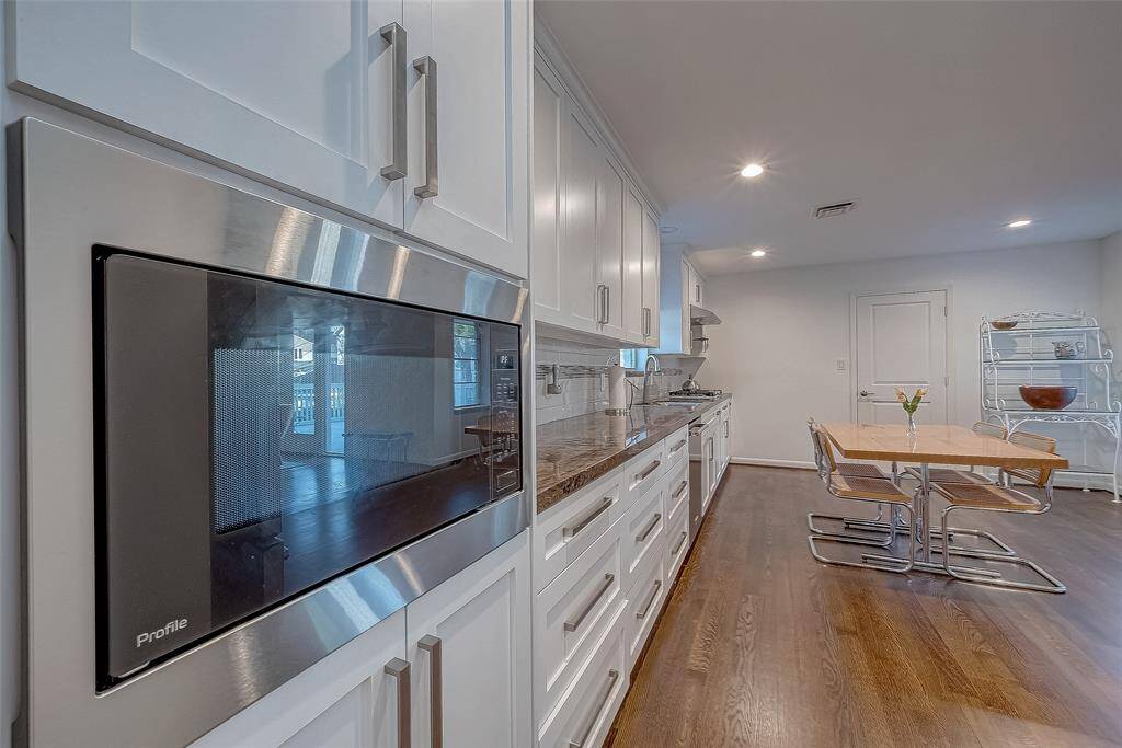 This view of the kitchen is from the butlers pantry.