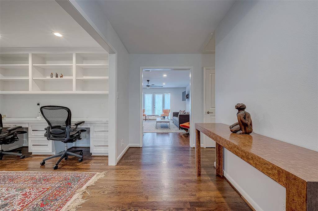 Inside the front door is the entry and to the left the home office/study.  Note the beautiful real wood floors.