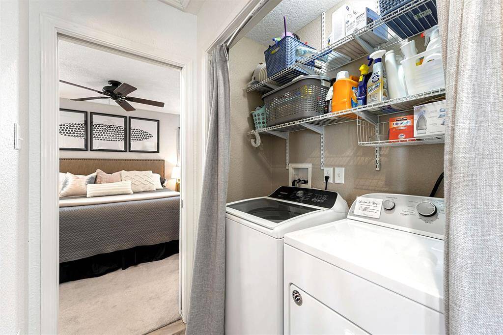 Laundry area in hall.