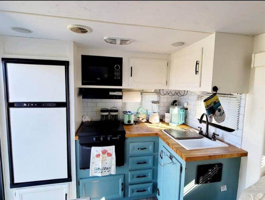 Kitchen with butcher block counters