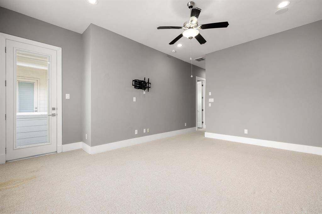 The primary bedroom features a private balcony. It’s an ideal retreat to start and end your day in comfort.
